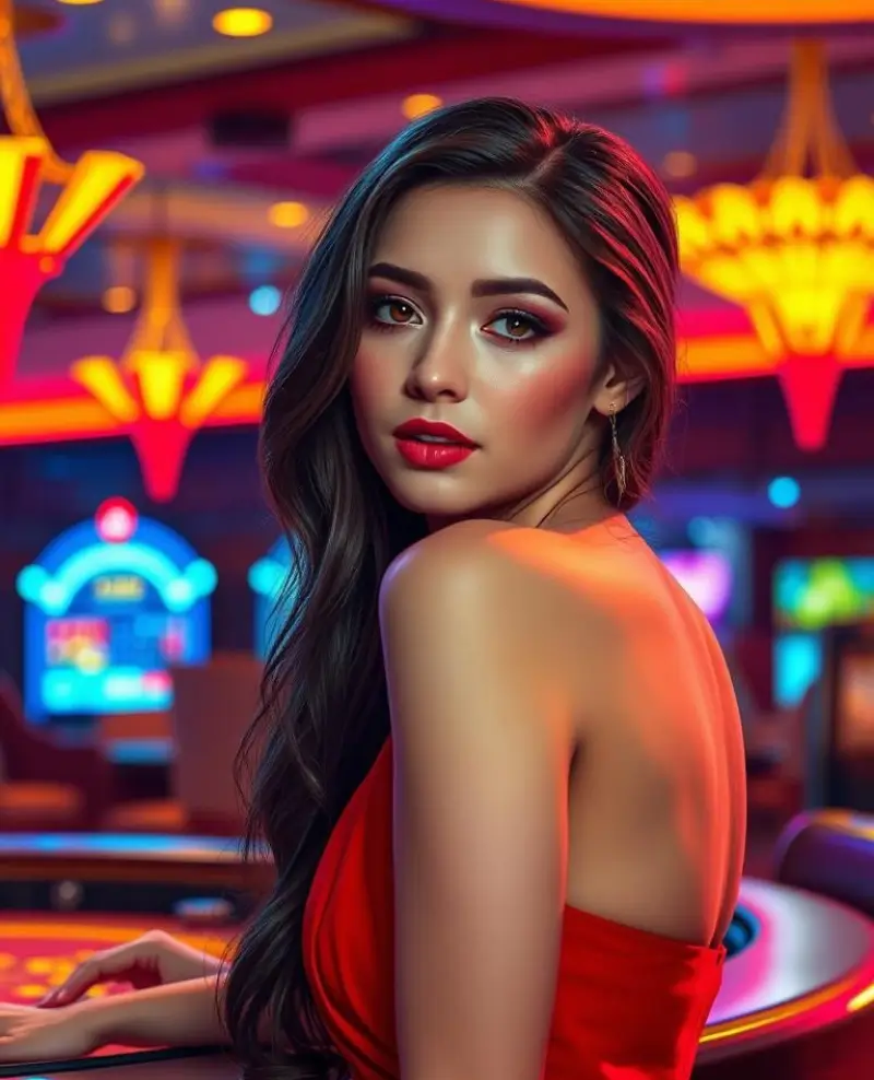 Dealer de cassino ao vivo sorrindo em uma mesa de blackjack